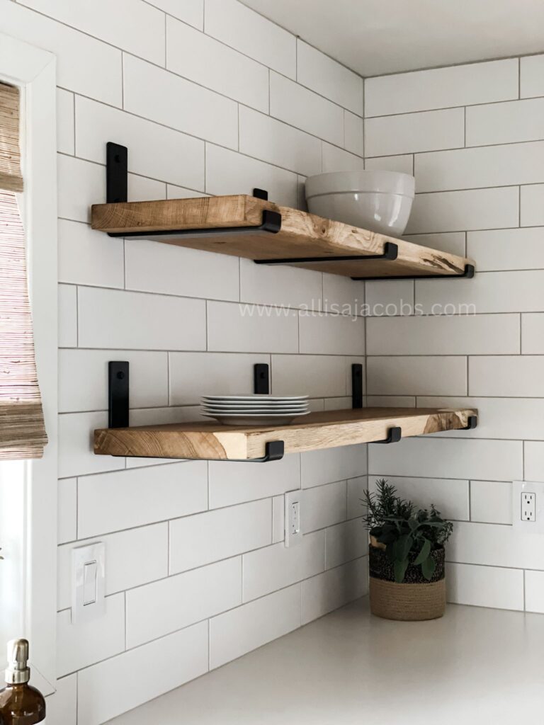 wood kitchen shelving