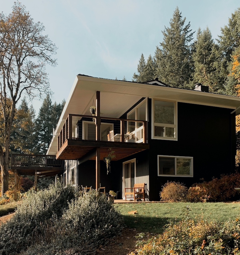 black mid century house