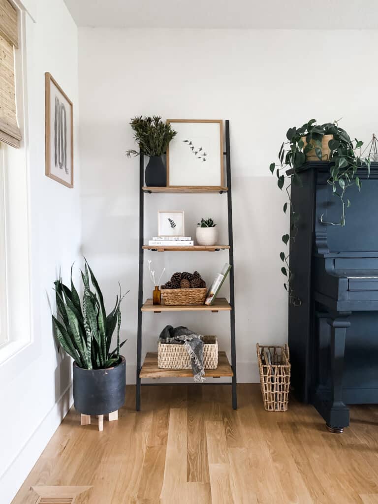 woven baskets for storage add extra texture and warmth