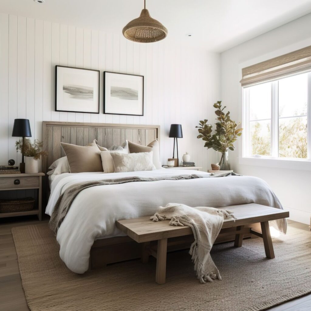 neutral bedroom with rug