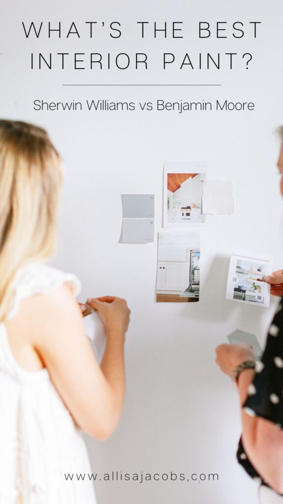 two women looking at paint samples