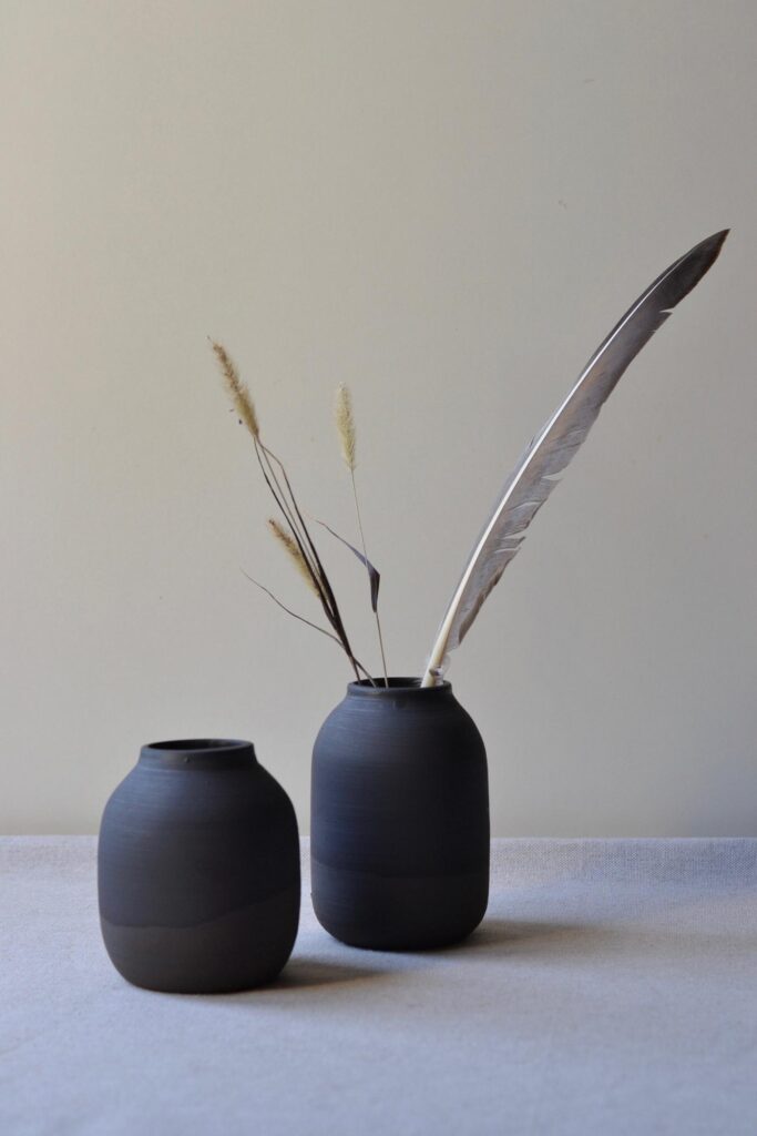 moody black ceramic vase