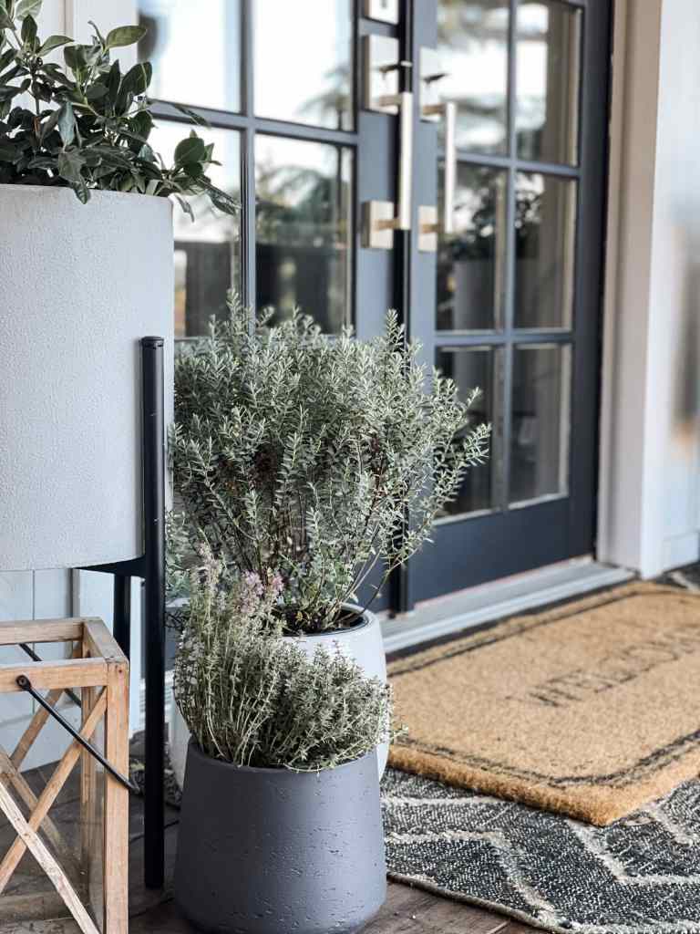 styled front door painted black