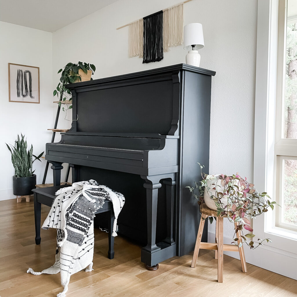 black painted piano