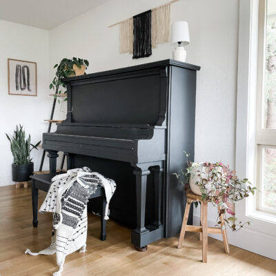black painted piano