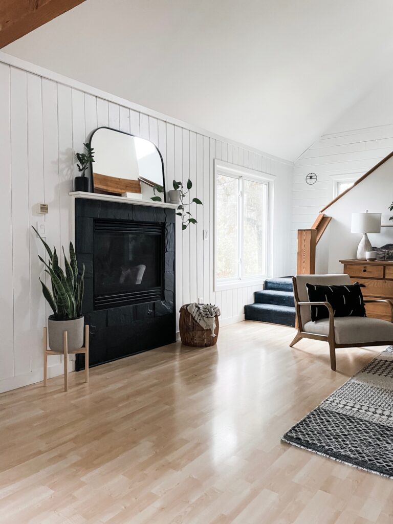 how to paint a stone fireplace black
