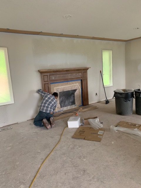 painting a ceramic tile fireplace