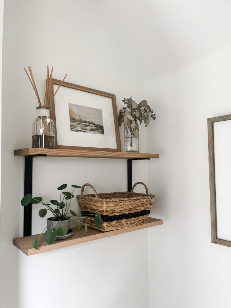 bathroom shelves above the toilet