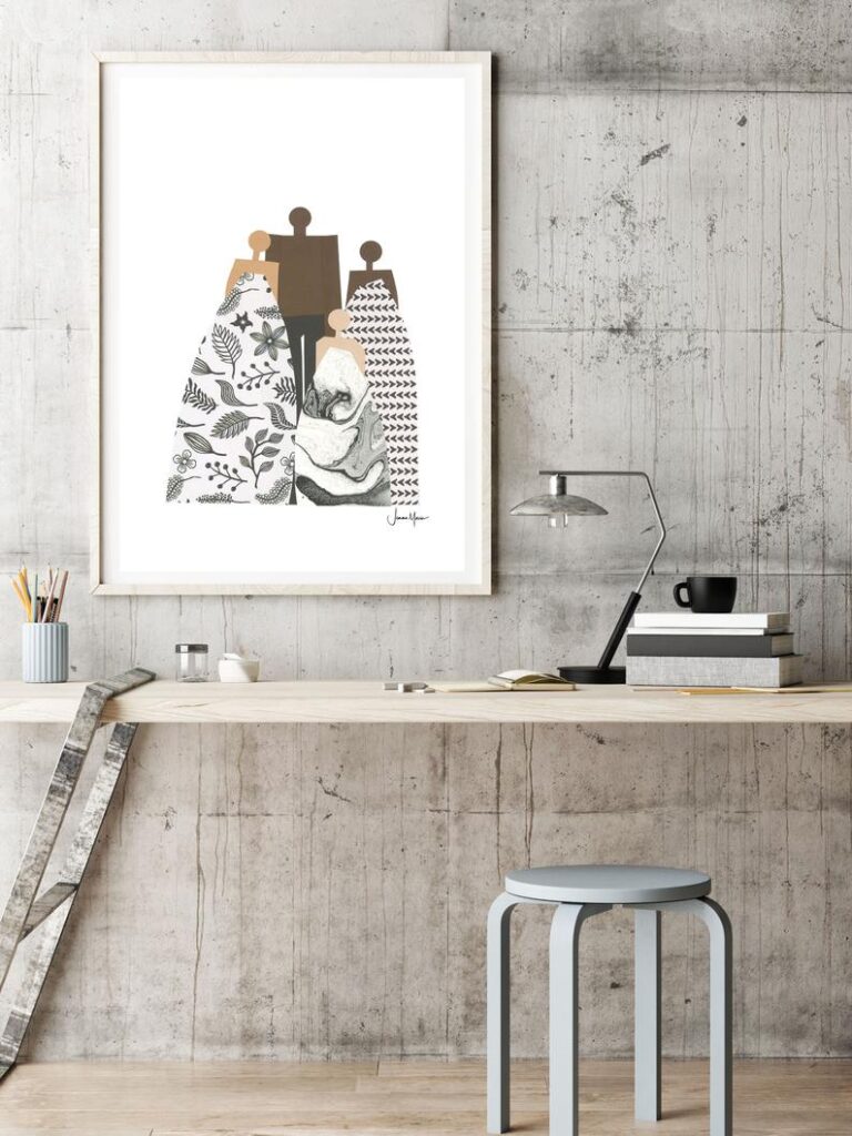multiracial custom family portrait
