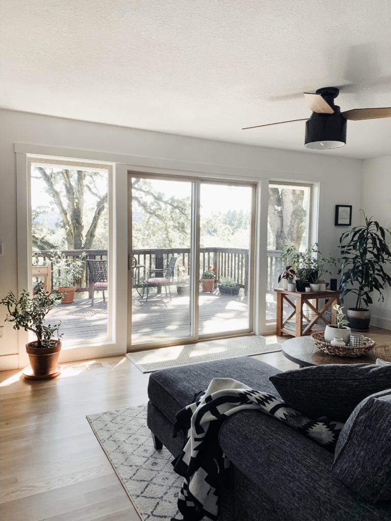 large picture windows in remodeled living room