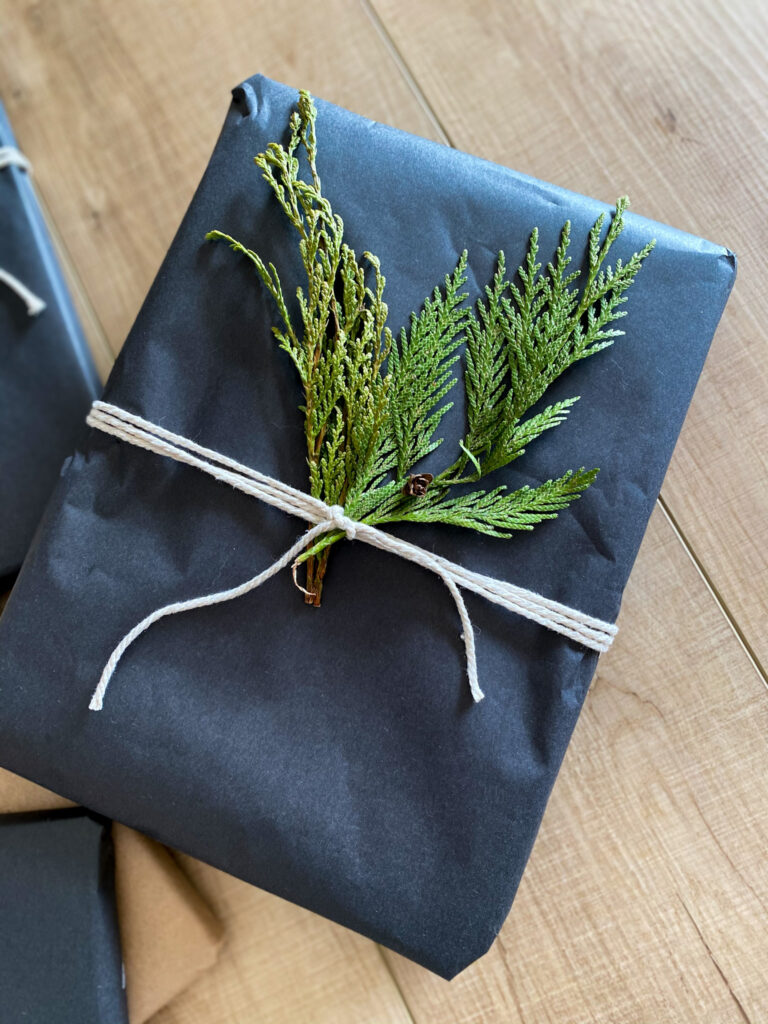 gift wrap with greenery