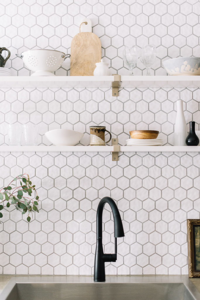 modern hexagon backsplash