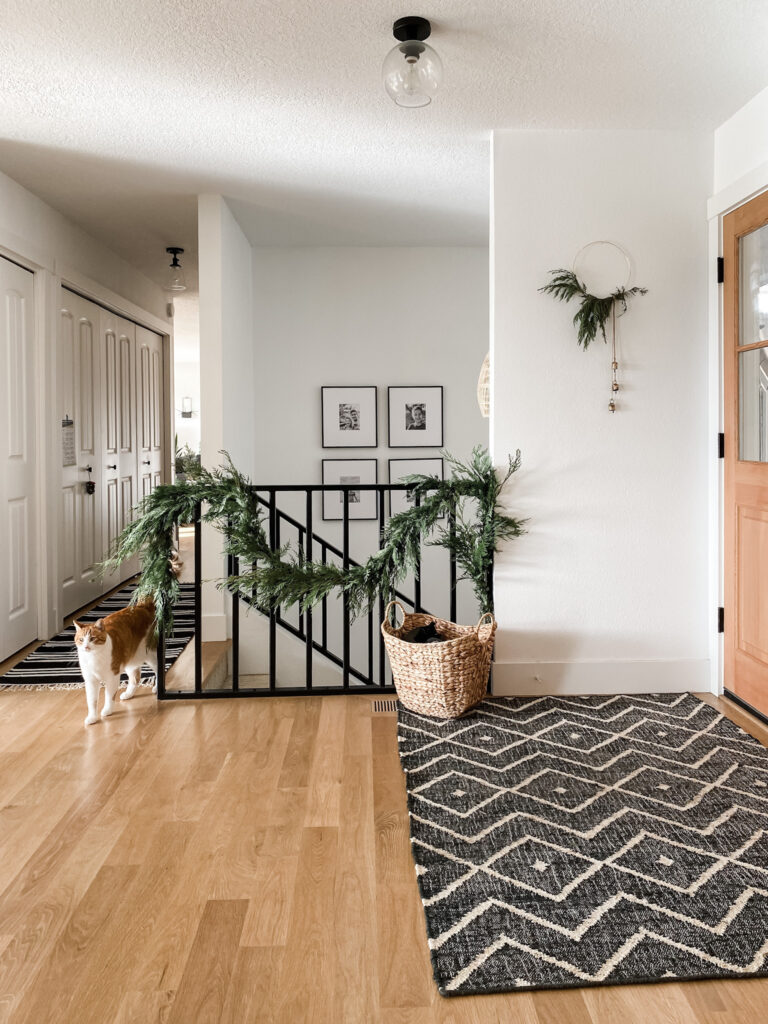 entryway with minimal holiday home decor