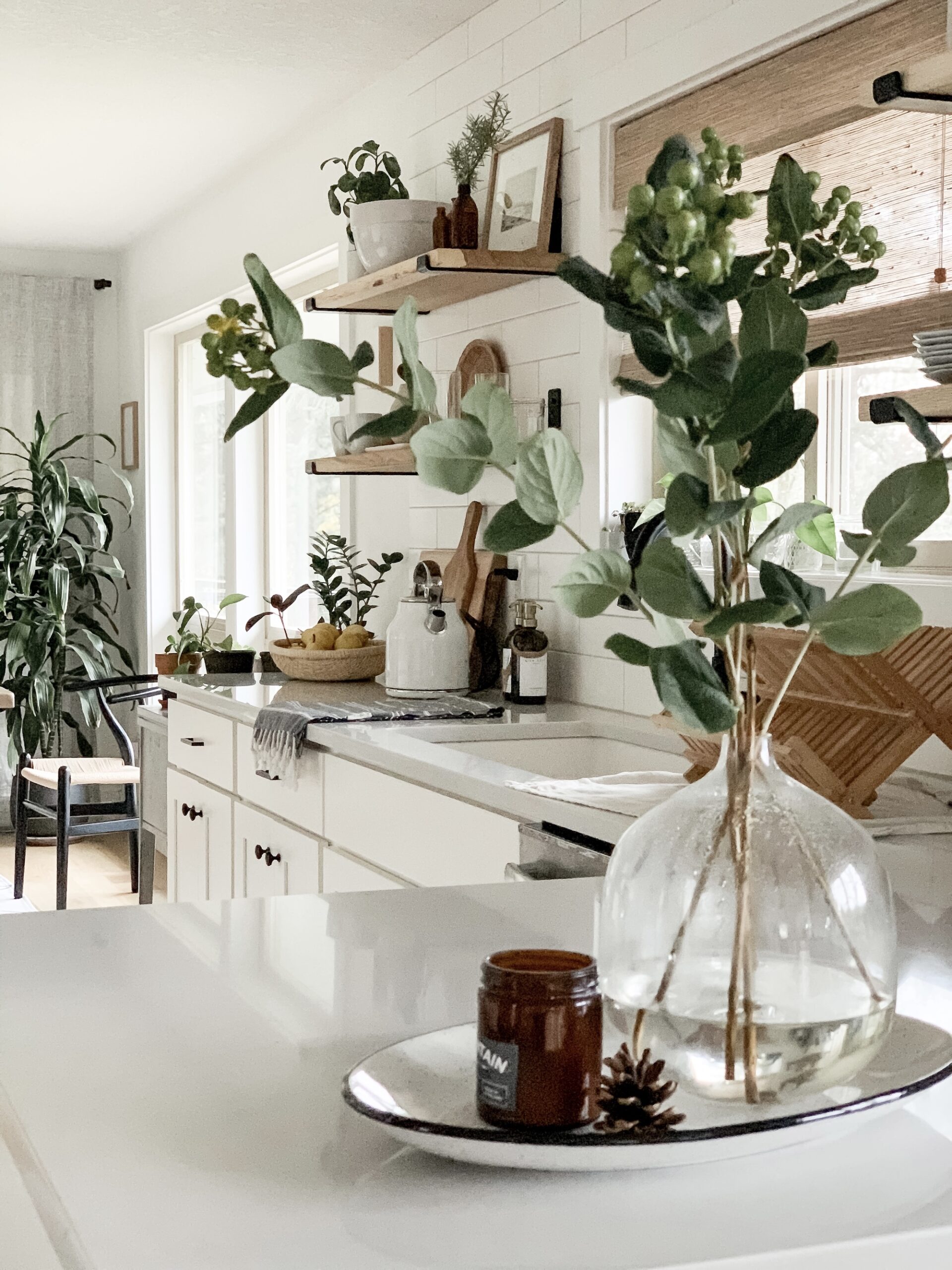 fresh greenery for kitchen holiday home decor