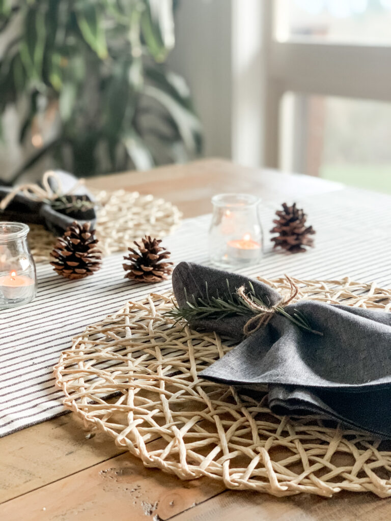 holiday table decor with natural elements