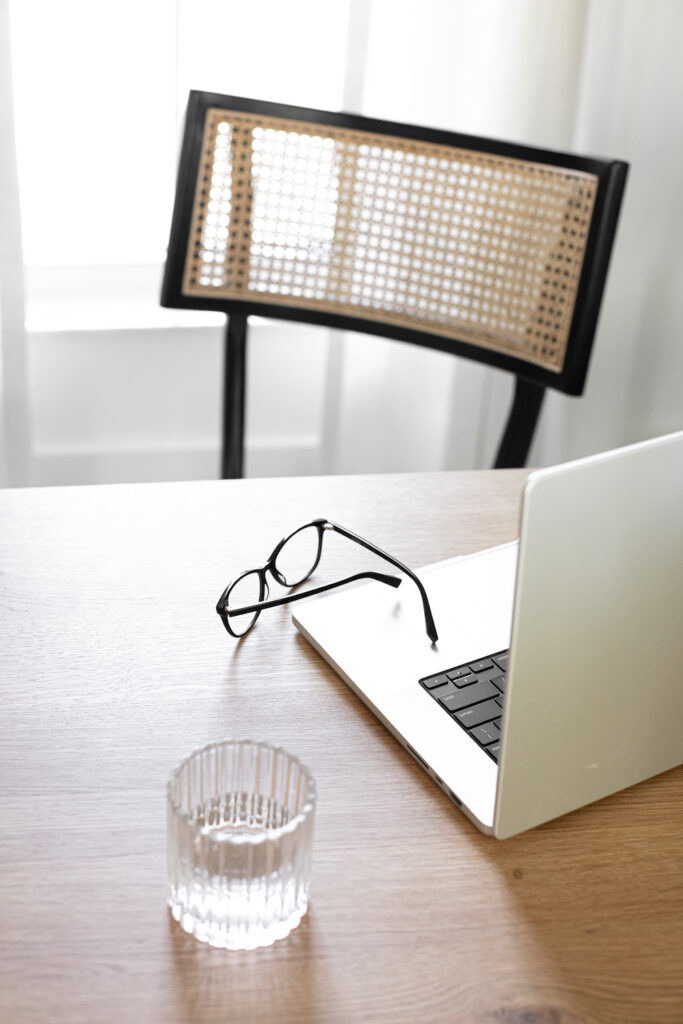 desk with computer and chair