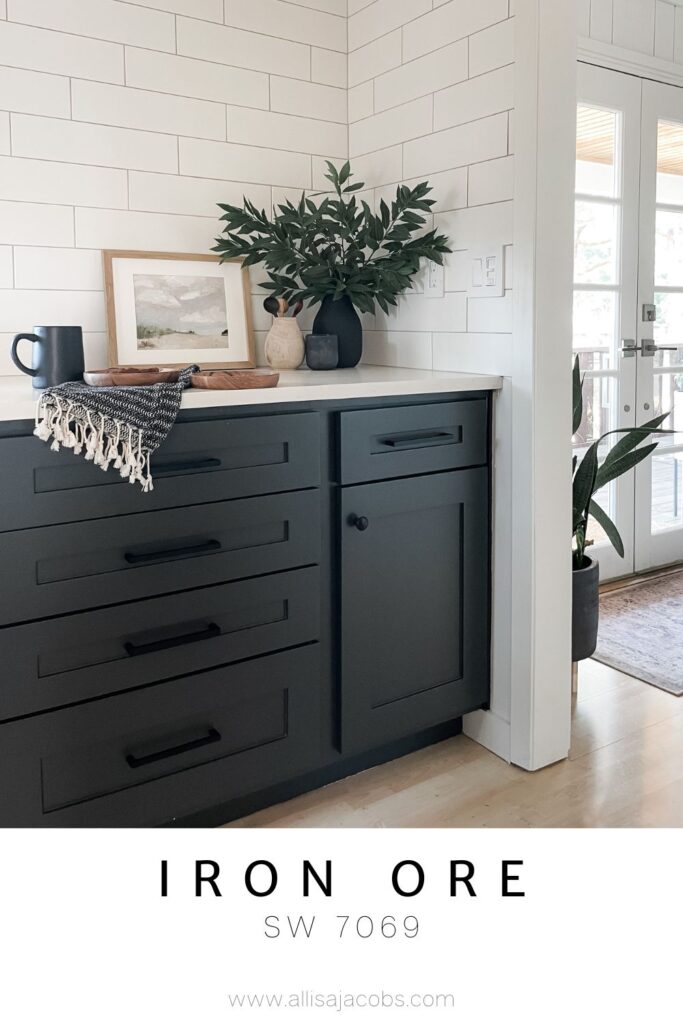 kitchen cabinets painted with iron ore black paint