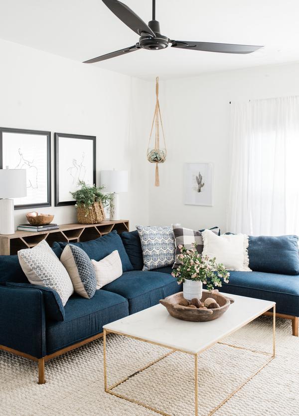 modern ceiling fan in living room