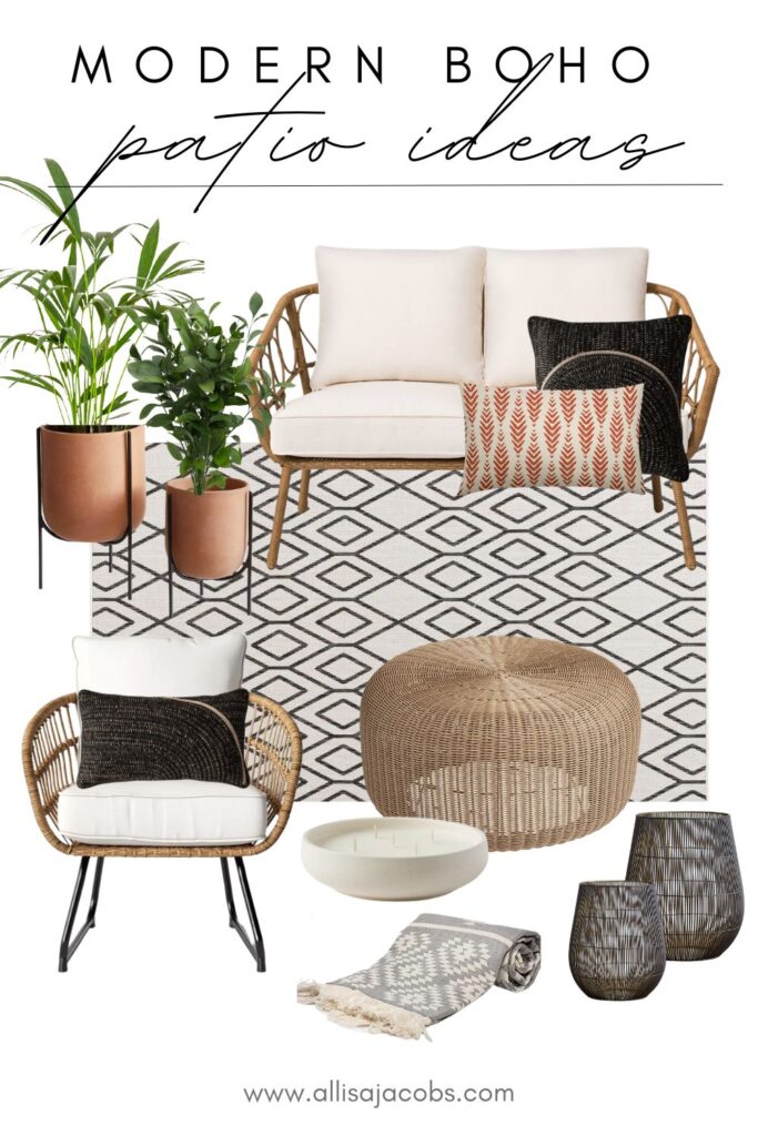 modern boho patio design board