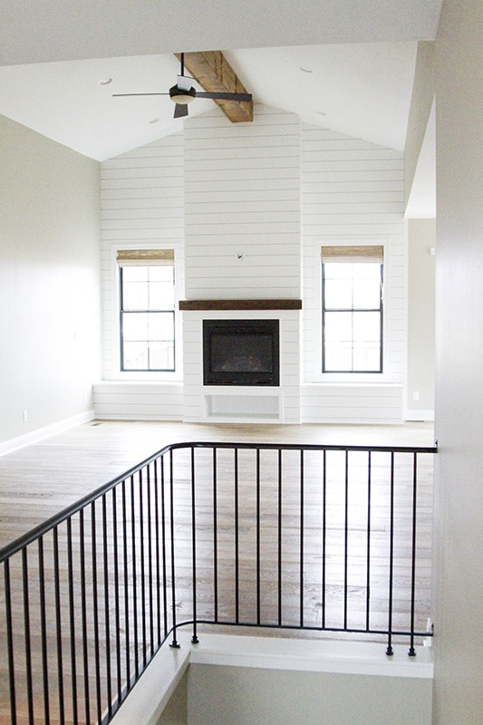 modern fan on vaulted ceiling