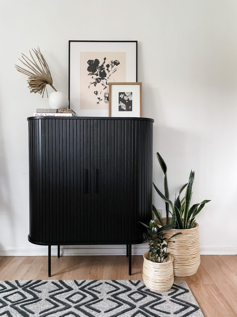 styled black storage cabinet