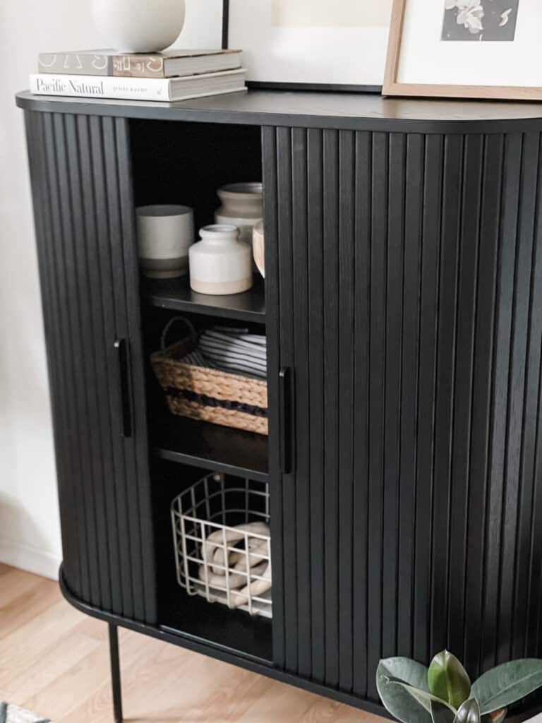 black storage cabinet