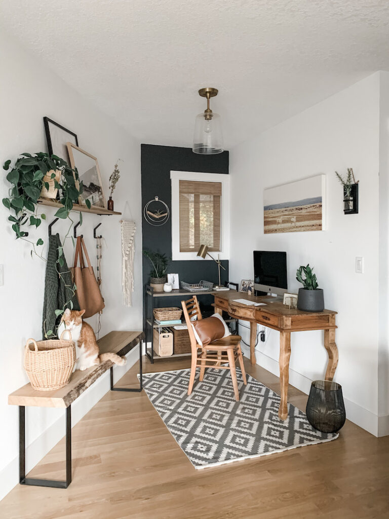 writing nook space with modern boho decor