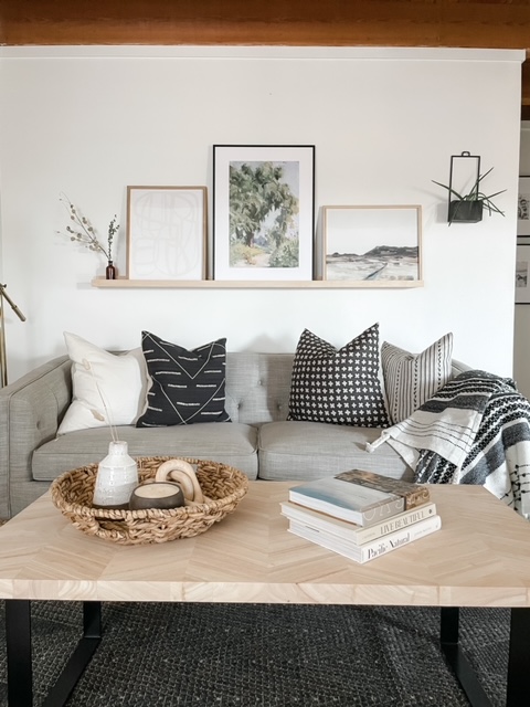 styled online art prints on display ledge