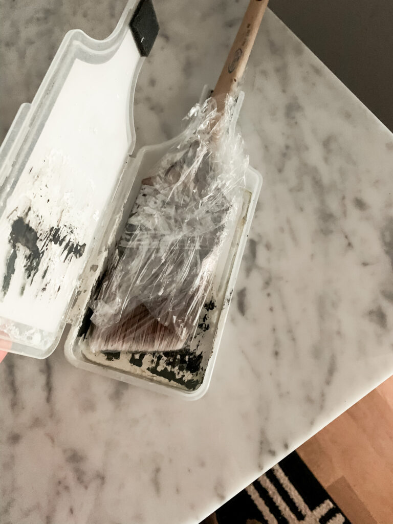 painting tips, wrap brush in saran wrap