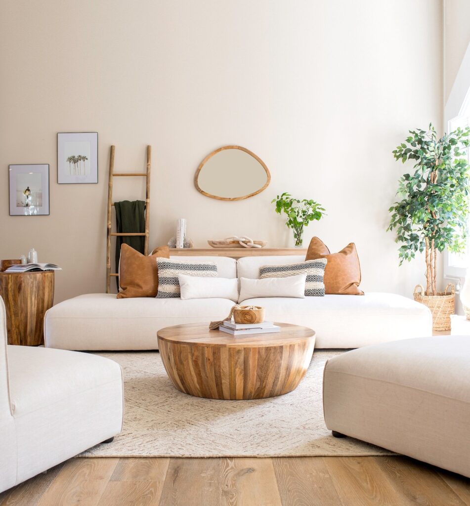 poly and bark goa wood coffee table for natural living room