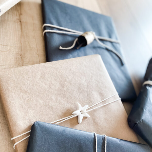 christmas gift wrap with natural elements