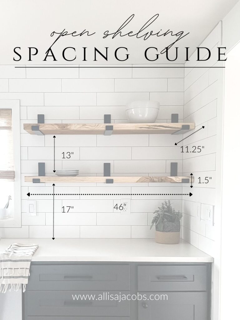 open shelving spacing guide for the kitchen