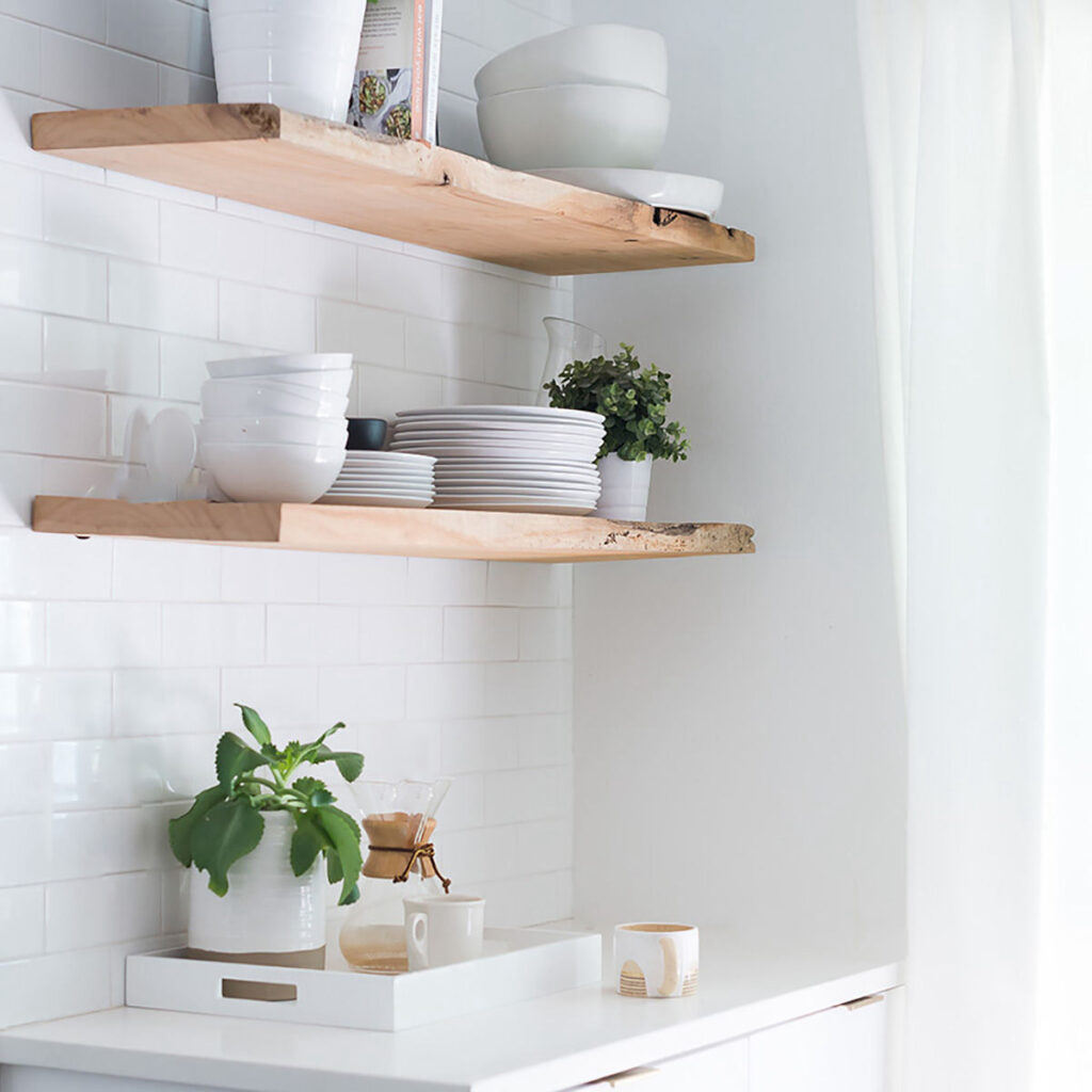 styled kitchen shelving