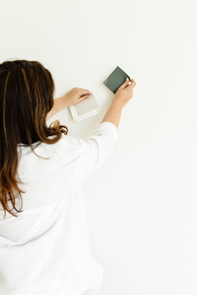 woman choosing paint