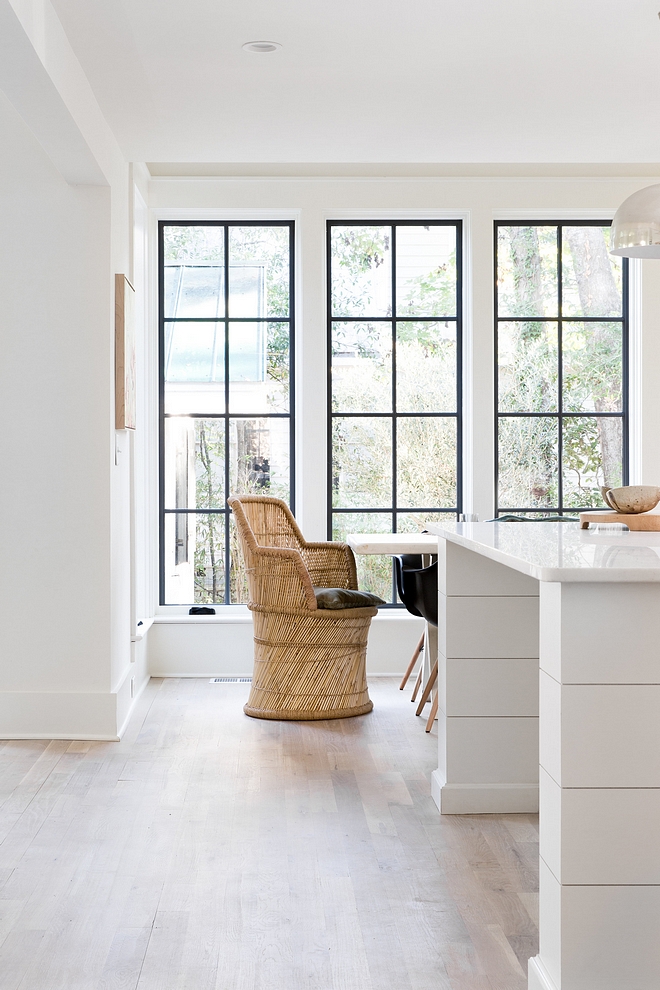 modern white on white kitchen nook