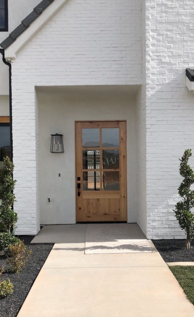 wood front door for modern home exterior