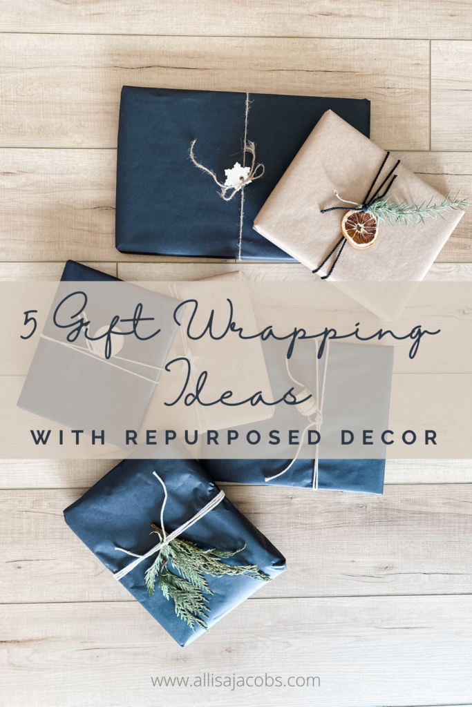 gift wrapping ideas with repurposed decor for natural, minimal gifts